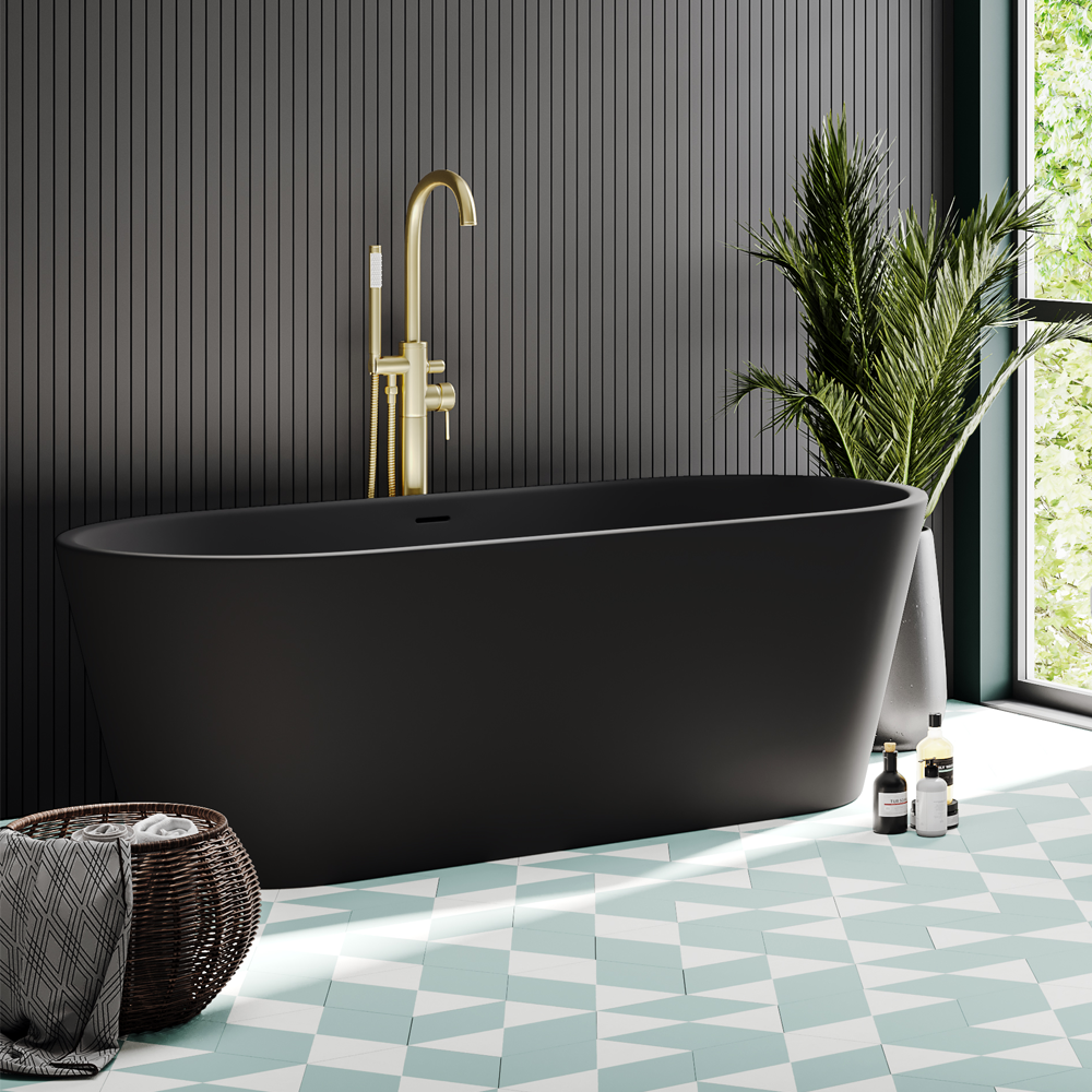 Brooklyn Matt Black 1700 x 800mm Double Ended Freestanding Bath with