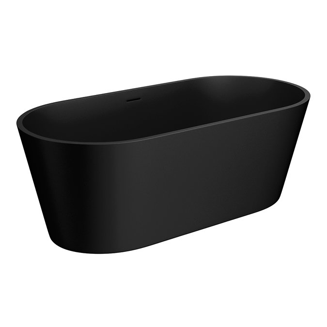 Brooklyn Matt Black 1700 x 800mm Double Ended Freestanding Bath with Brushed Brass Waste