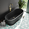 Brooklyn Matt Black 1700 x 800mm Double Ended Freestanding Bath with Brushed Brass Waste