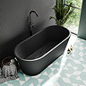 Brooklyn Matt Black 1700 x 800mm Double Ended Freestanding Bath with Matt Black Waste