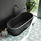 Brooklyn Matt Black 1700 x 800mm Double Ended Freestanding Bath with Matt Black Waste