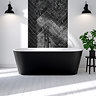 Brooklyn Matt Black Exterior 1700 x 800mm Double Ended Freestanding Bath with Brushed Brass Waste
