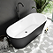Brooklyn Matt Black Exterior 1700 x 800mm Double Ended Freestanding Bath with Matt Black Waste