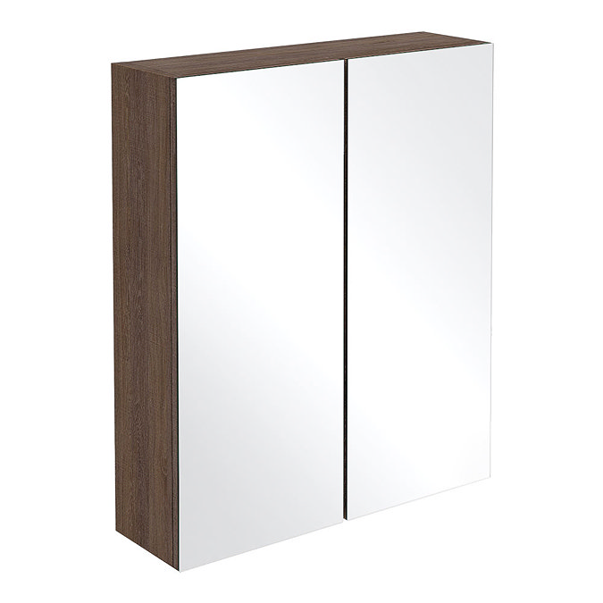 Brooklyn Mid Oak 600mm Bathroom Mirror Cabinet - 2 Door Large Image