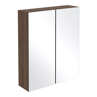 Brooklyn Mid Oak 600mm Bathroom Mirror Cabinet - 2 Door  Profile Large Image