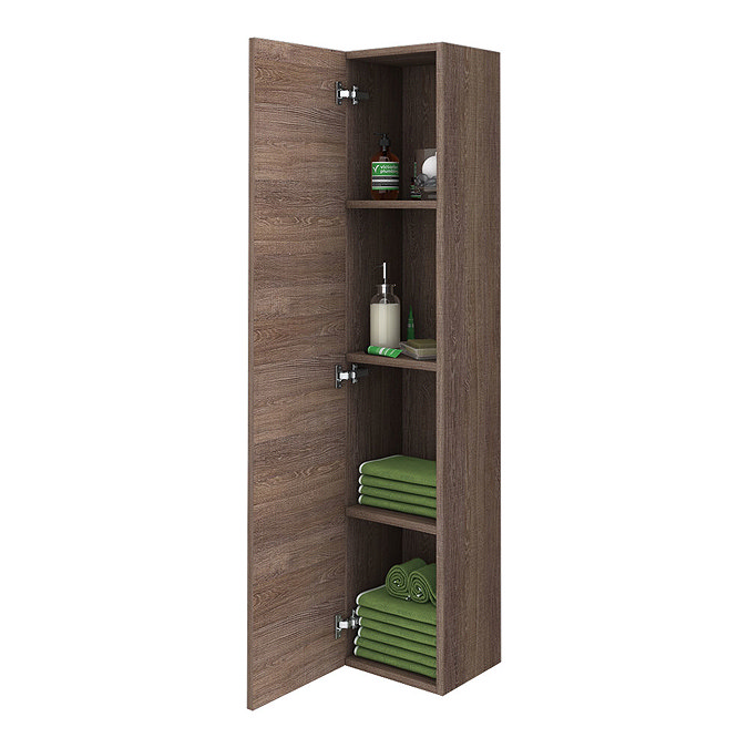 Brooklyn Mid Oak Wall Hung 1 Door Tall Storage Cabinet Profile Large Image