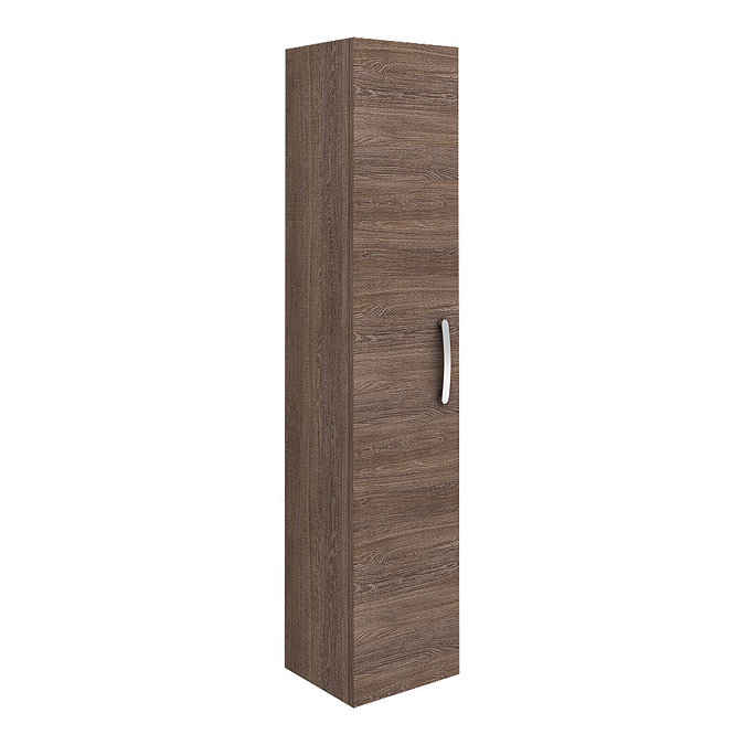 Brooklyn Mid Oak Wall Hung 1 Door Tall Storage Cabinet Large Image