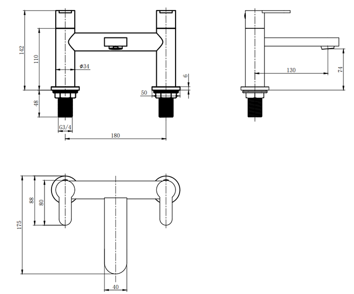Brooklyn Modern Chrome Bath Filler Tap