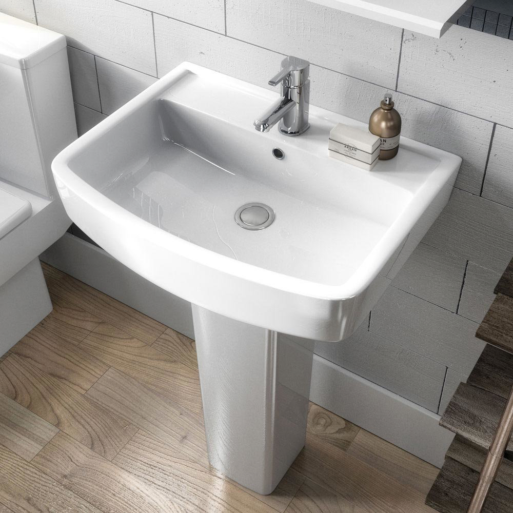 Brooklyn Modern Square Basin + Pedestal - 1 Tap Hole  Feature Large Image