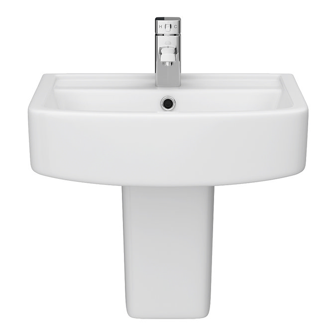 Brooklyn Modern Square Basin & Semi Pedestal (520mm Wide - 1 Tap Hole)