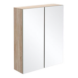 Brooklyn Natural Oak 600mm Bathroom Mirror Cabinet - 2 Door Medium Image