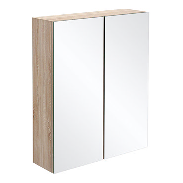 Brooklyn Natural Oak 600mm Bathroom Mirror Cabinet - 2 Door  Profile Large Image