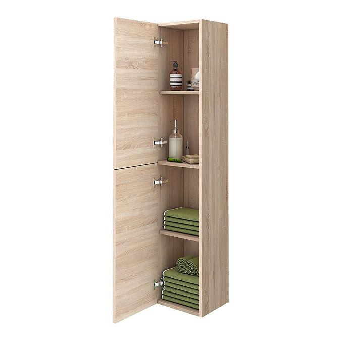 Brooklyn Natural Oak Bathroom Suite with Tall Wall Hung Cabinet  Newest Large Image