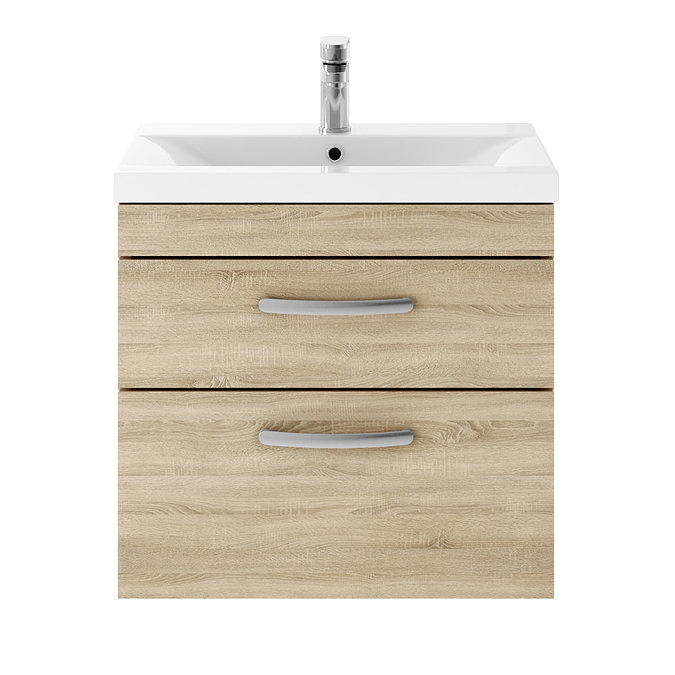 Brooklyn Natural Oak Cloakroom Suite (Wall Hung Vanity + Toilet)  Feature Large Image