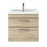 Brooklyn Natural Oak Cloakroom Suite (Wall Hung Vanity + Toilet)  Feature Large Image