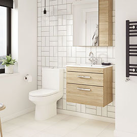 Brooklyn Natural Oak Cloakroom Suite (Wall Hung Vanity + Toilet) Medium Image