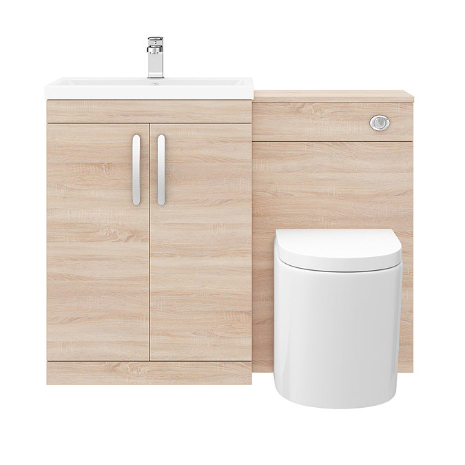 Brooklyn Natural Oak Modern Sink Vanity Unit + Toilet Package  Newest Large Image