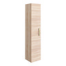 Brooklyn Natural Oak Wall Hung 1 Door Tall Storage Cabinet with Brushed Brass Handle