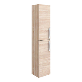 Brooklyn Natural Oak Wall Hung 2 Door Tall Storage Cabinet Large Image