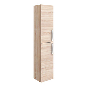 Brooklyn Natural Oak Wall Hung 2 Door Tall Storage Cabinet Large Image