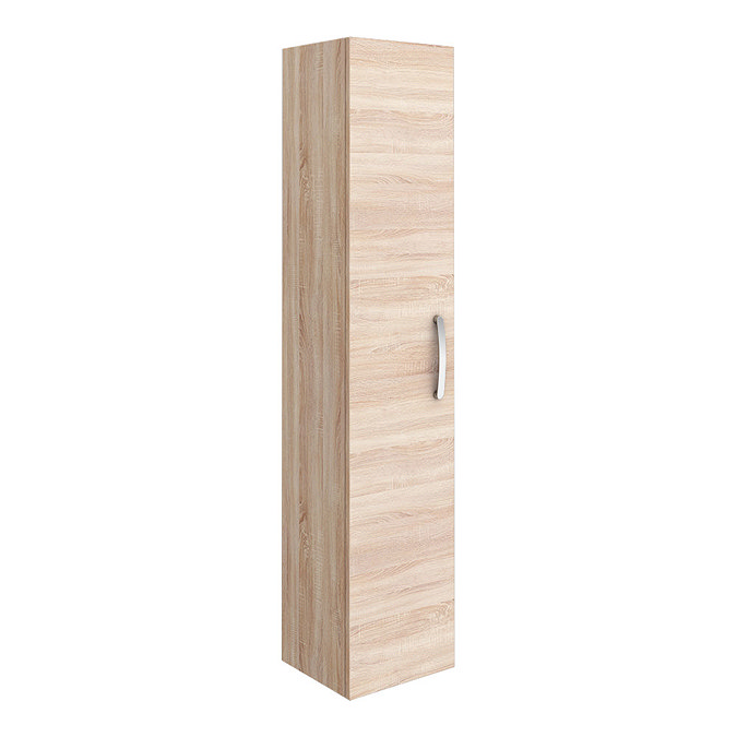 Brooklyn Natural Oak Wall Hung Single Door Tall Storage Cabinet Large Image