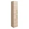 Brooklyn Natural Oak Wall Hung Tall Storage Cabinet with Brushed Brass Handles Large Image