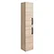 Brooklyn Natural Oak Wall Hung Tall Storage Cabinet with Matt Black Handles Large Image