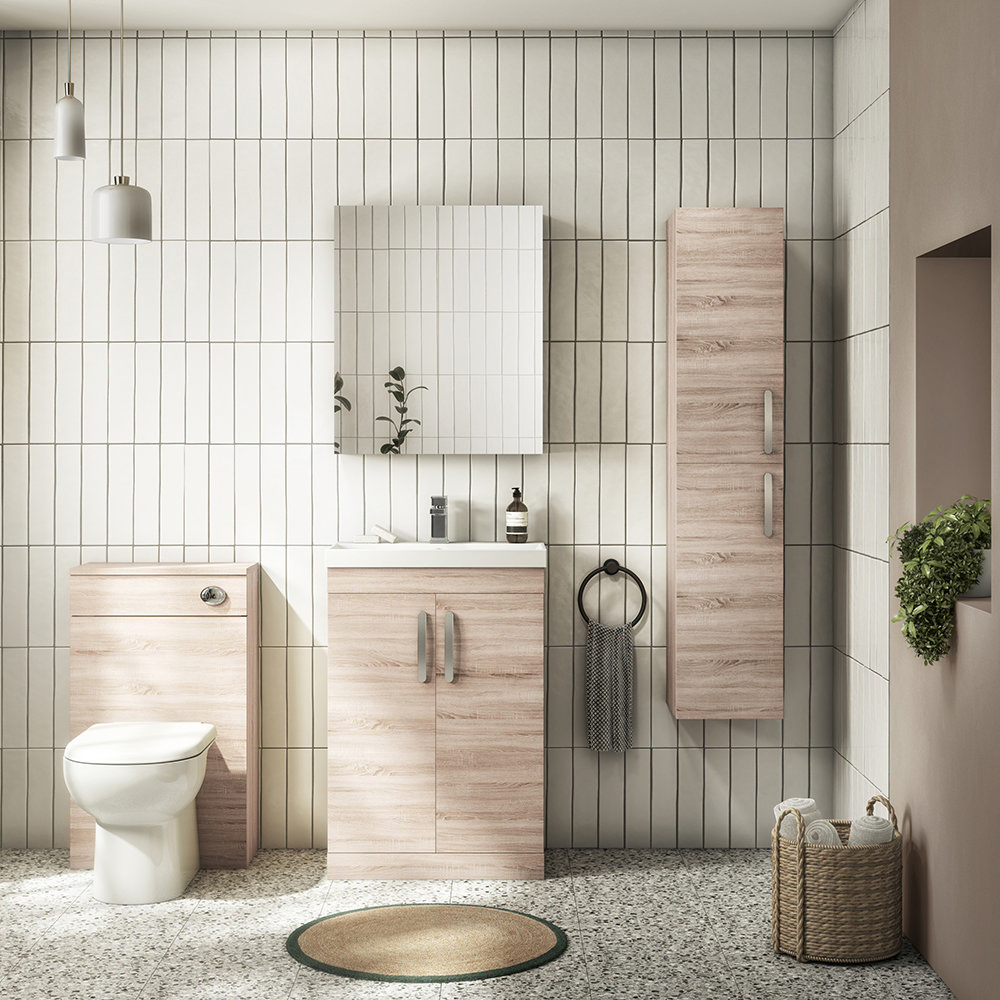 Brooklyn Natural Oak WC Unit + Cistern (500mm Wide) | Victorian Plumbing UK