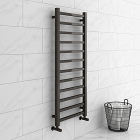 Brooklyn Square 1200 x 500mm Black Nickel Heated Towel Rail Large Image