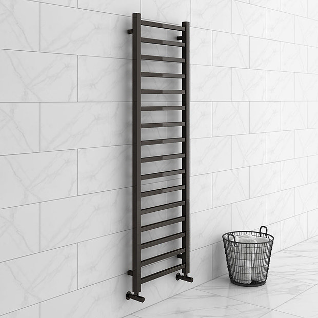 Brooklyn Square 1600 x 500mm Black Nickel Heated Towel Rail | Victorian ...