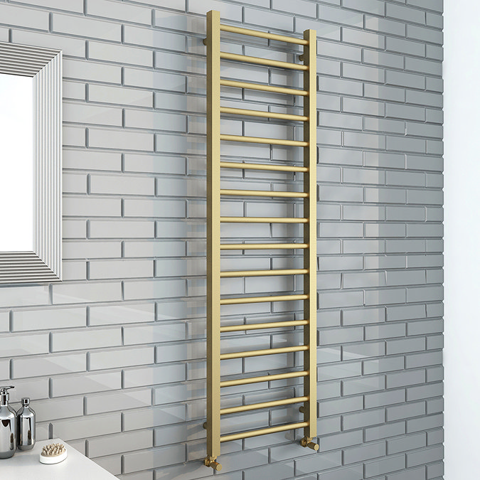 Brooklyn Square 1600 x 500mm Brushed Brass Heated Towel Rail  Feature Large Image