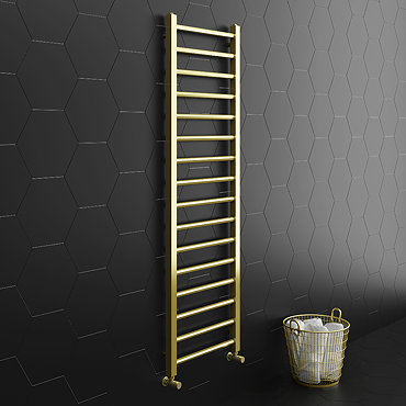 Brooklyn Square 1600 x 500mm Brushed Brass Heated Towel Rail  Profile Large Image