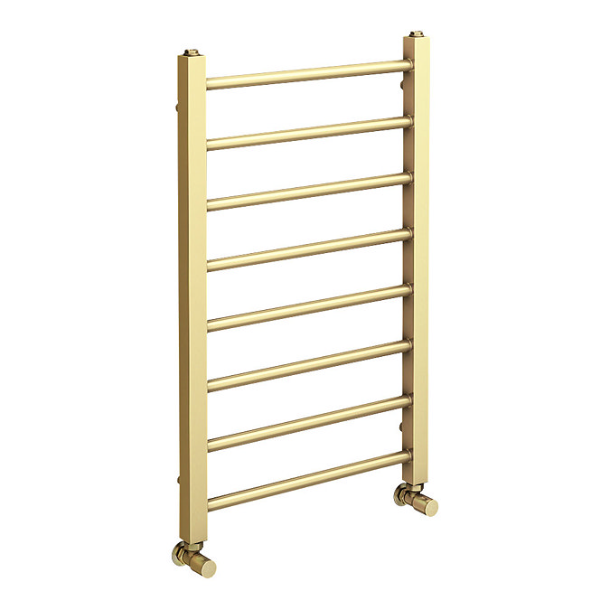 Brooklyn Square 800 x 500mm Brushed Brass Heated Towel Rail  Profile Large Image