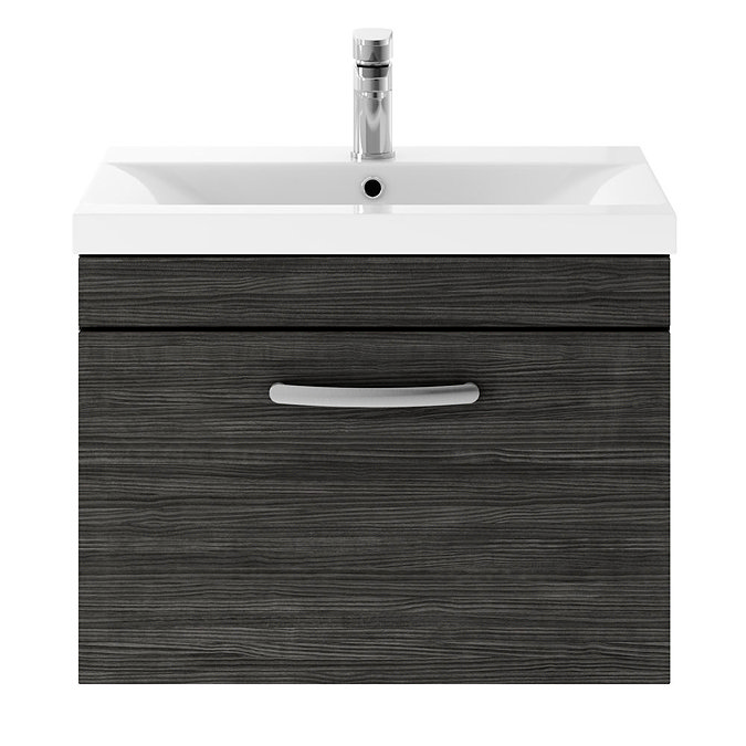 Brooklyn 600mm Black Wall Hung Vanity Unit - Single Drawer  additional Large Image