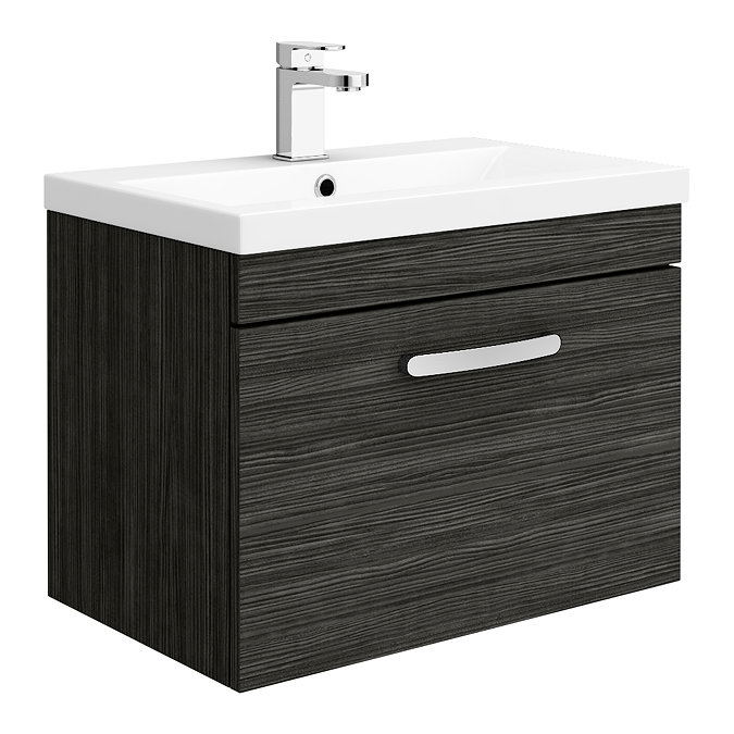 Brooklyn 600mm Black Wall Hung Vanity Unit - Single Drawer Large Image