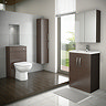 Brooklyn Wall Hung 2 Door Tall Storage Cabinet - Brown Avola Profile Large Image