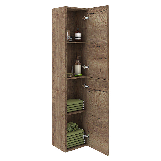 Brooklyn Wall Hung 2-Door Tall Storage Cabinet - Brown Oak