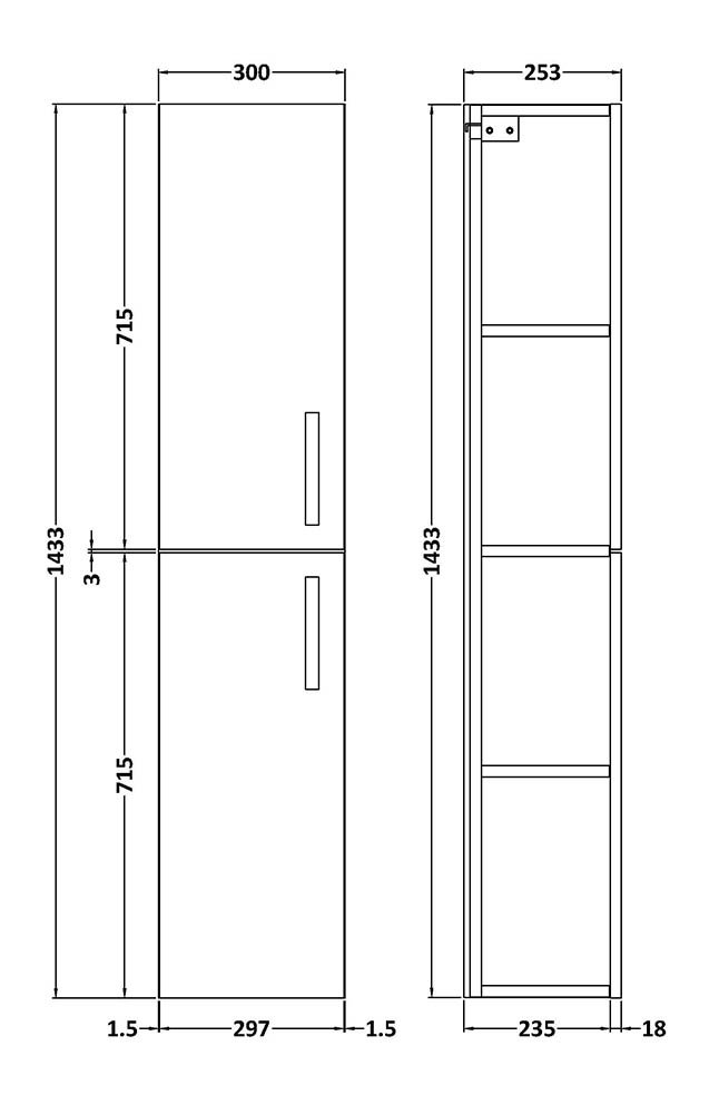 Brooklyn Wall Hung 2-Door Tall Storage Cabinet - Brown Oak