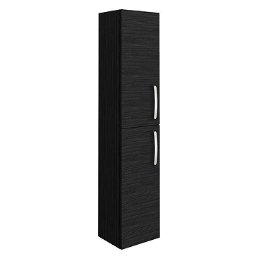 Brooklyn Wall Hung 2 Door Tall Storage Cabinet - Hacienda Black  Feature Large Image