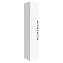 Brooklyn Wall Hung 2 Door Tall Storage Cabinet - White Gloss