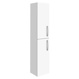 Brooklyn Wall Hung 2 Door Tall Storage Cabinet - White Gloss