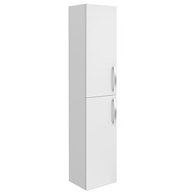 Brooklyn Wall Hung 2 Door Tall Storage Cabinet - White Gloss Large Image