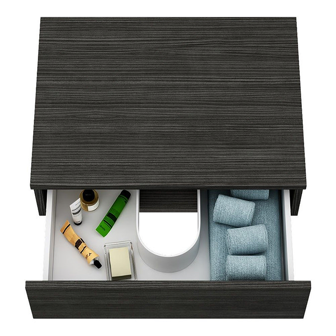 Brooklyn Wall Hung Countertop Basin Shelf with Drawer - Black - 600 x 450mm Feature Large Image