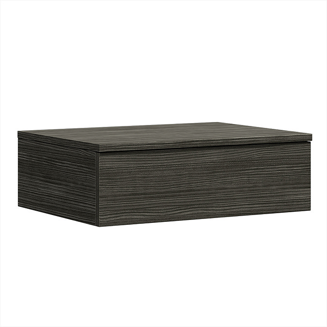 Brooklyn Wall Hung Countertop Basin Shelf with Drawer - Black - 600 x 450mm In Bathroom Large Image