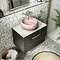 Brooklyn Wall Hung Countertop Vanity - Black - 600mm with White Worktop & Brushed Brass Handle Prof