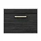 Brooklyn Wall Hung Countertop Vanity - Black - 600mm with White Worktop & Brushed Brass Handle In Bathroom Large Image
