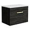Brooklyn Wall Hung Countertop Vanity - Black - 600mm with White Worktop & Brass Handle Large Image