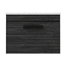 Brooklyn Wall Hung Countertop Vanity - Black - 600mm with White Worktop & Matt Black Handle  In Bathroom Large Image