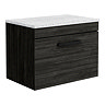 Brooklyn Wall Hung Countertop Vanity - Black - 600mm with White Worktop & Matt Black Handle Large Im