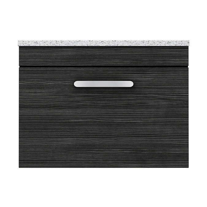 Brooklyn Wall Hung Countertop Vanity Unit - Black - 600mm with White Worktop & Chrome Handle  In Bathroom Large Image